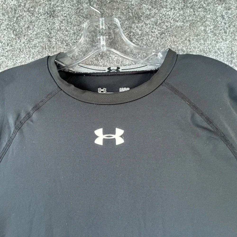 Under Armour HeatGear T-Shirt Mens L Black Compression Raglan Comfort Stretch